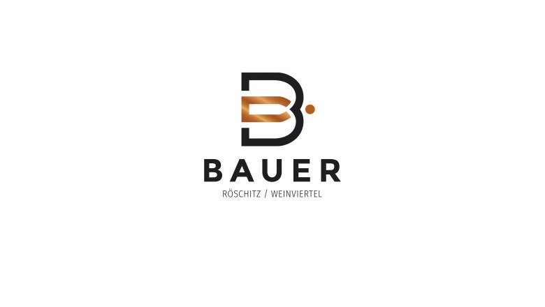 Weinbau Bauer, © Weinbau Bauer Logo von Bauer mit stilisiertem B und Text 'Röschitz / Weinviertel'.