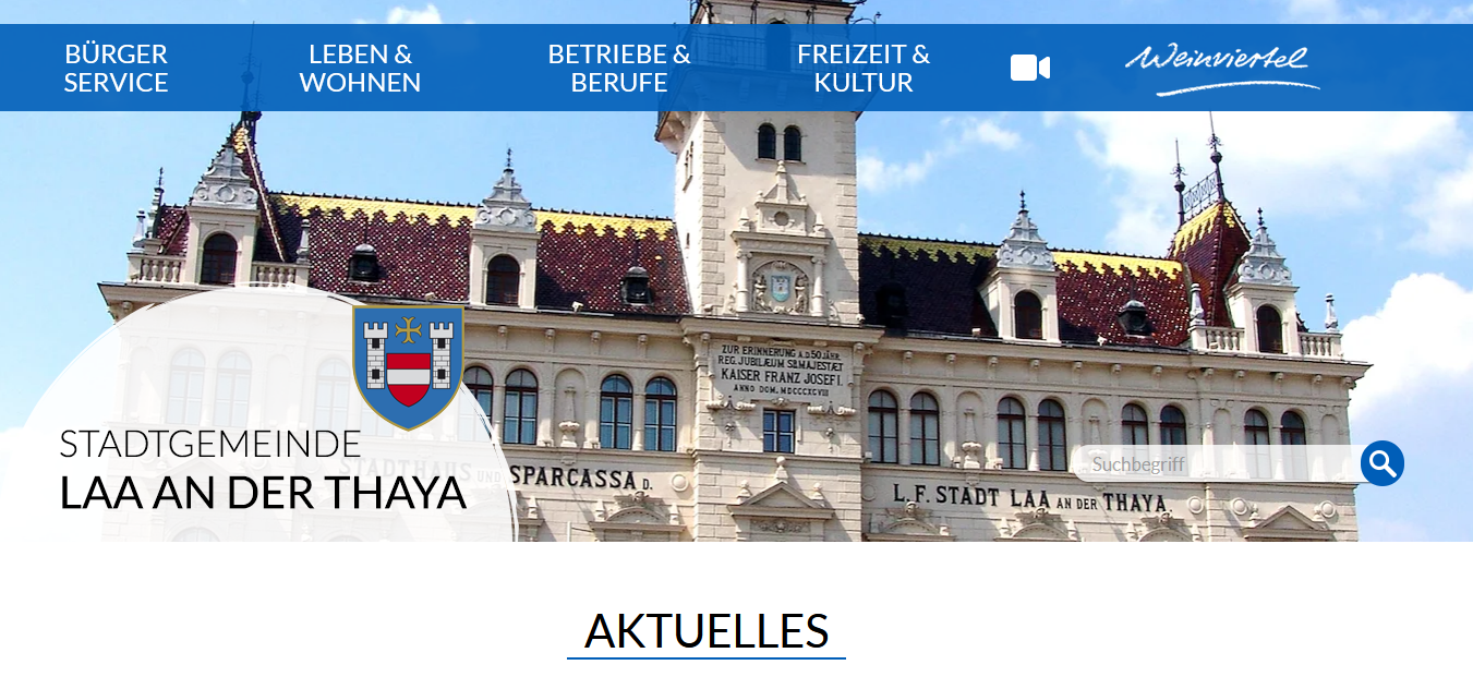 Screenshot einer Gemeinde-Website.