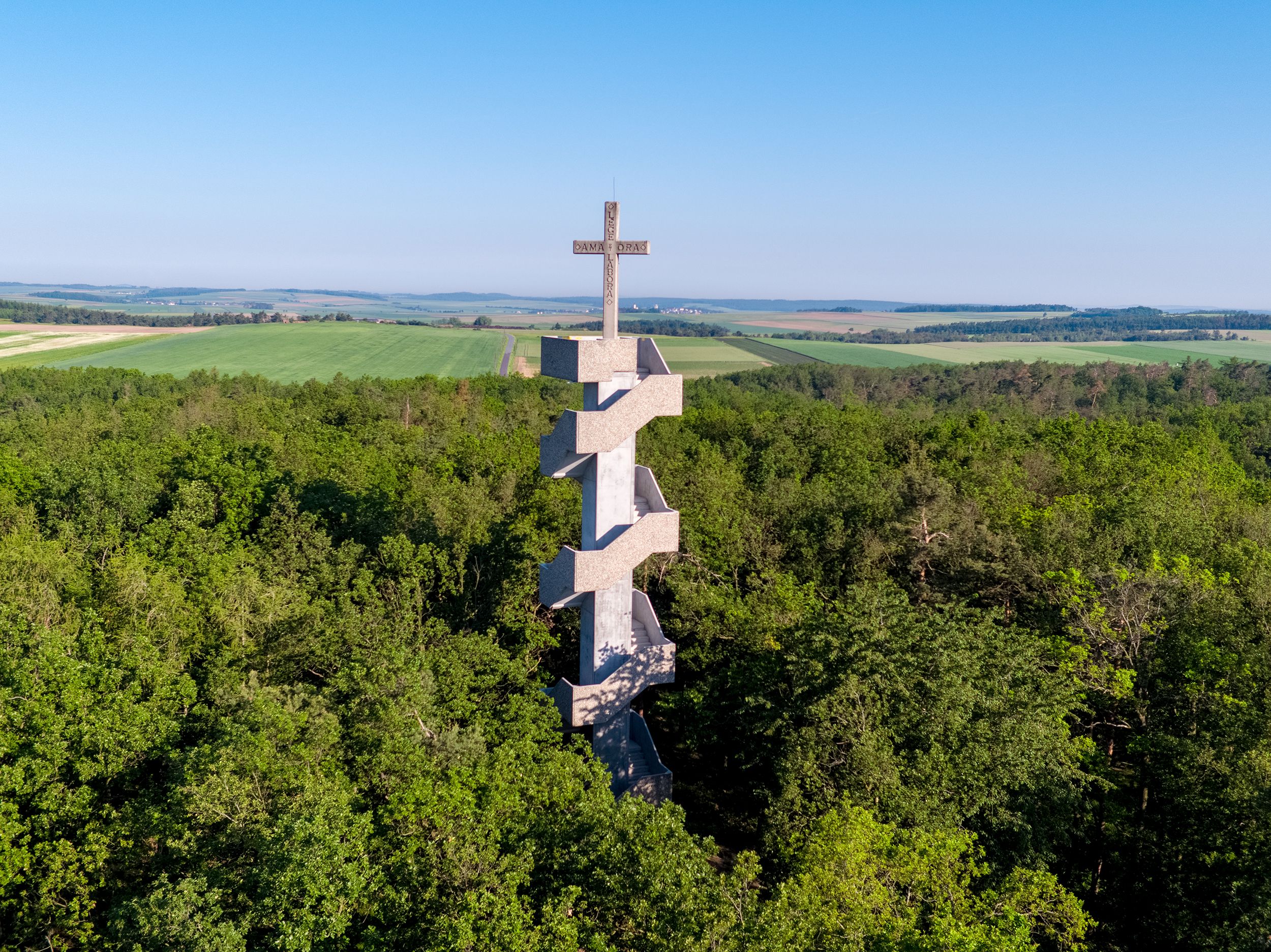 Europawarte observation tower in a wooded area with sweeping views over the landscape.