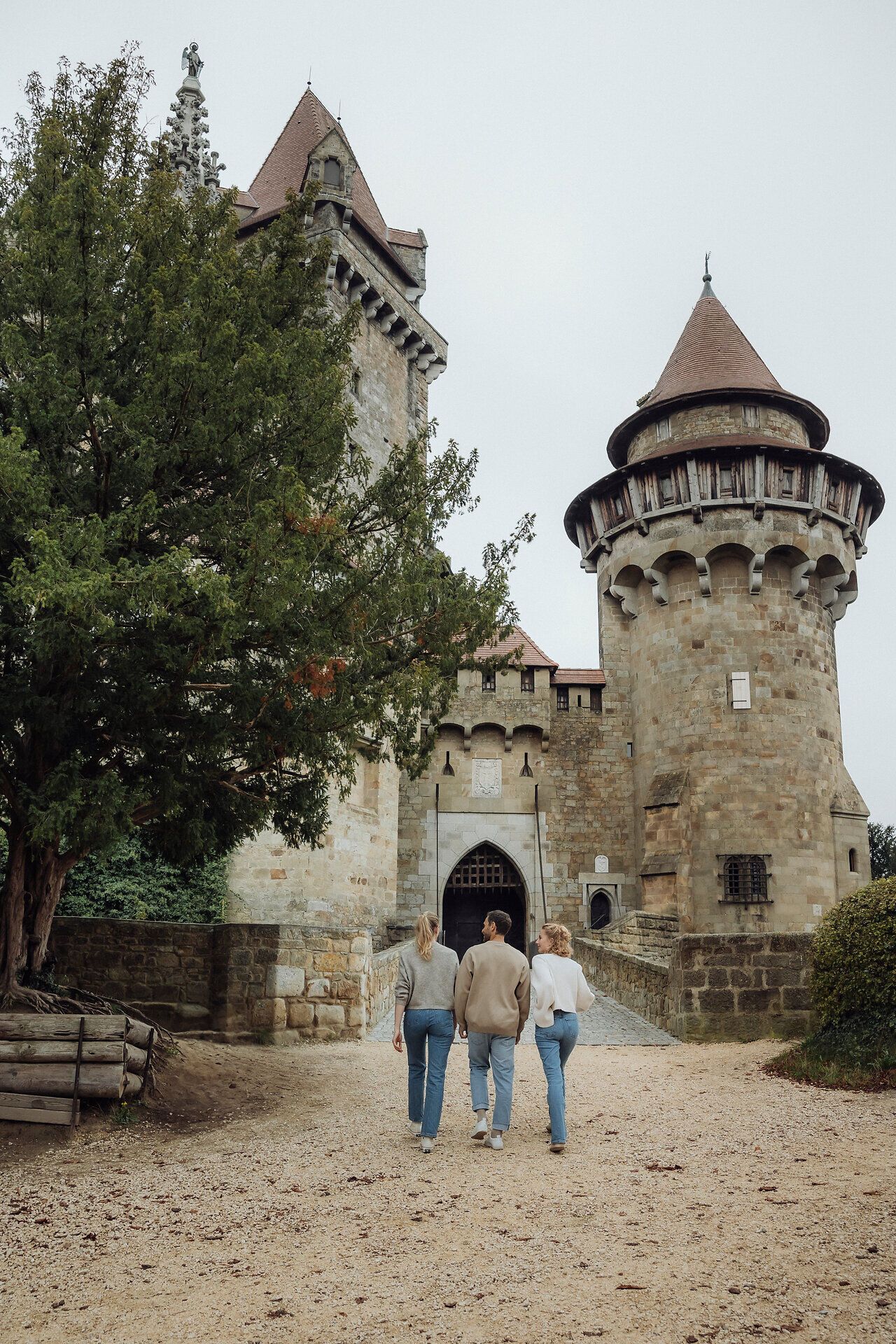 Die majestätische Burg Kreuzenstein erhebt sich stolz über die sanften Hügel des Weinviertels. Besucher können die beeindruckende Architektur bewundern und die frische, klare Luft genießen, während sie auf dem Weg zur Burg sind. Ein perfekter Ort für einen unvergesslichen Ausflug in die Geschichte.