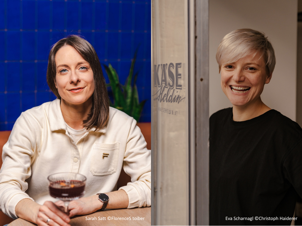 Zwei Portraits, sie zeigen Sarah Satt und die Käseheldin