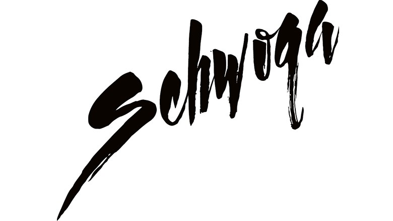Schwoga-Logo in schwarzer, k&uuml;nstlerischer Schrift auf wei&szlig;em Hintergrund.