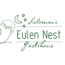 Logo des Eulen Nest Gästehauses mit einer schlafenden Eule, Mond und Sternen.