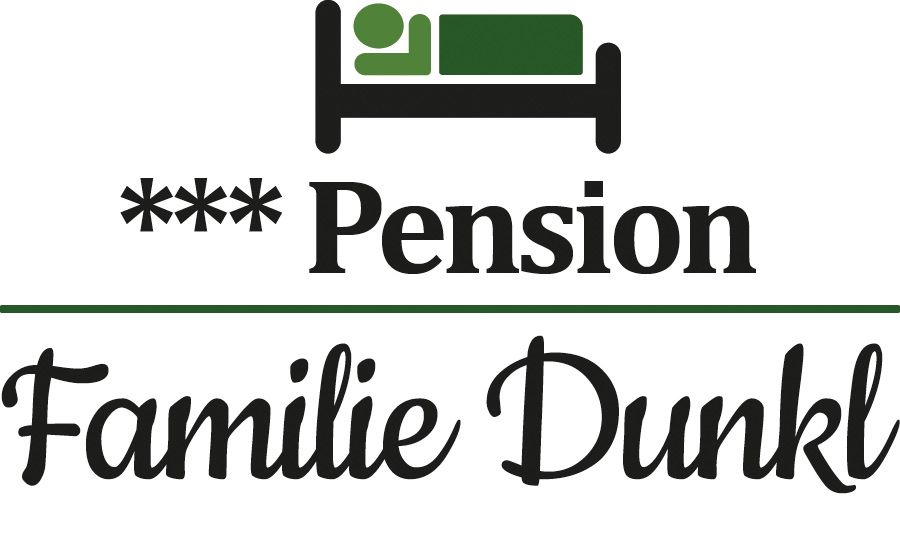 Logo penziónu Familie Dunkl so symbolom postele.
