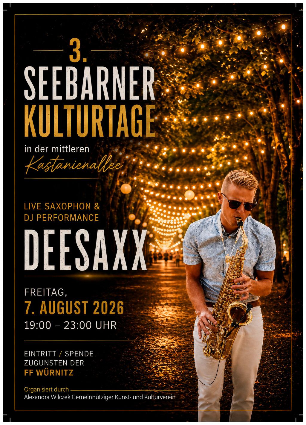 3. Seebarner Kulturtage – Live Saxophon & DJ Performance mit DEESAXX