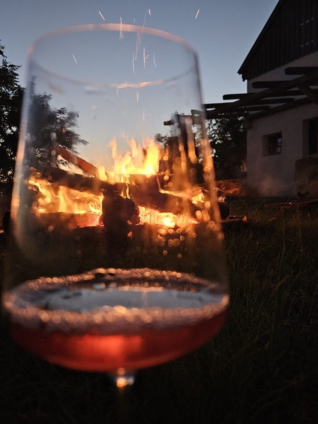 Wärmendes Feuer und kühle Weine inmitten der Weingärten genießen
