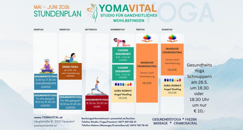 Yomavital Stundenplan Mai bis Juni