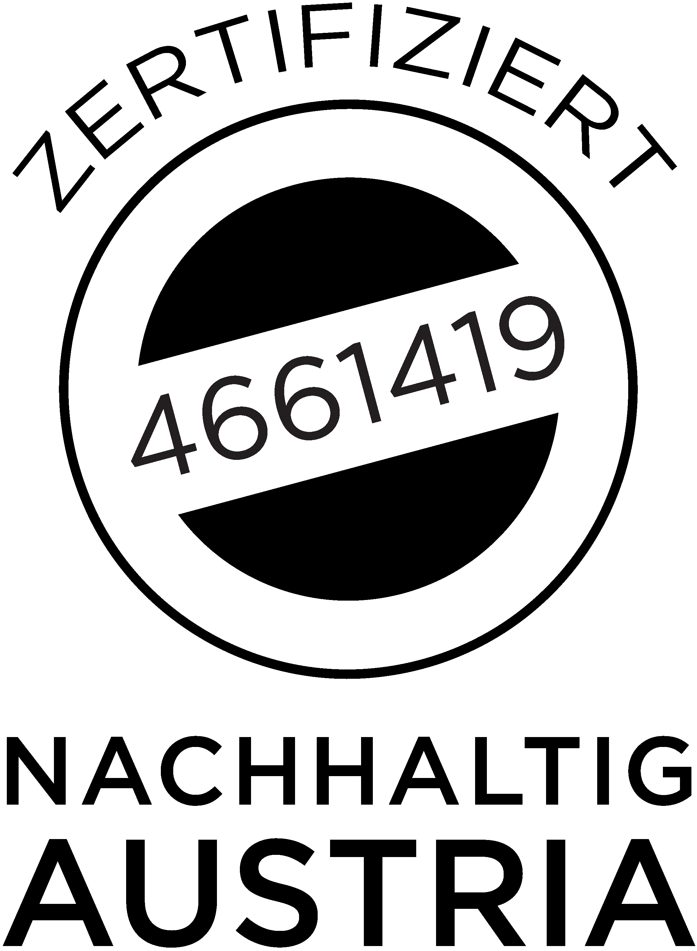 Logo of the Nachhaltig Austria seal with green leaf and lettering.