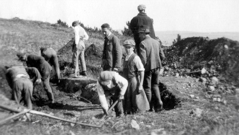 Ausgrabung auf dem Oberleiserberg im Oktober 1926, © Landessammlungen Niederösterreich