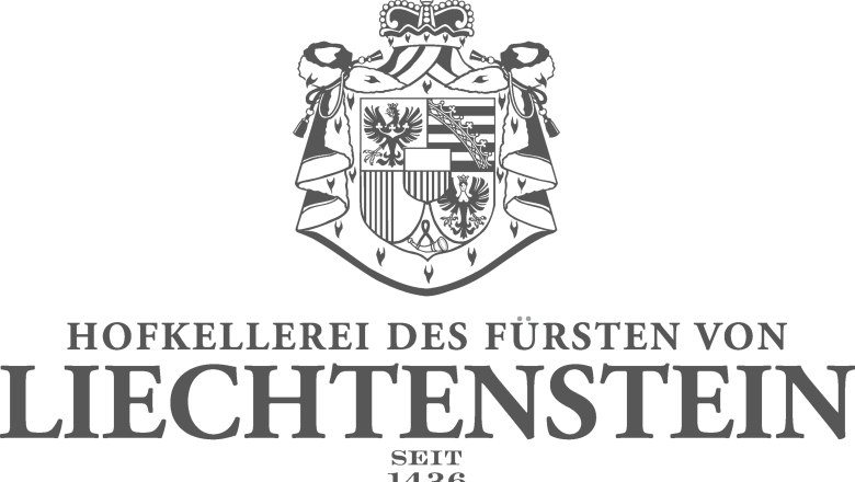 Logo der Hofkellerei des Fürsten von Liechtenstein mit Wappen und Schriftzug.